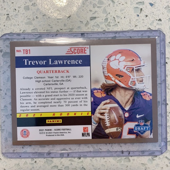 2021 Score Trevor Lawrence Purple Parallel RC - Picture 2 of 2